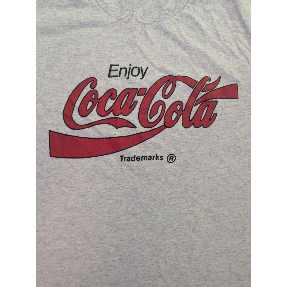 Vintage Hanes Heavyweight Coca-Cola T-Shirt Mens Large Heather Gray Graphic Tee